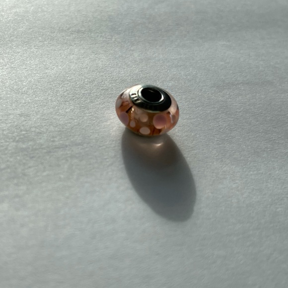 Pandora Glass Pink Dotted Polka Dot Glass Murano Charm EUC - Picture 11 of 11